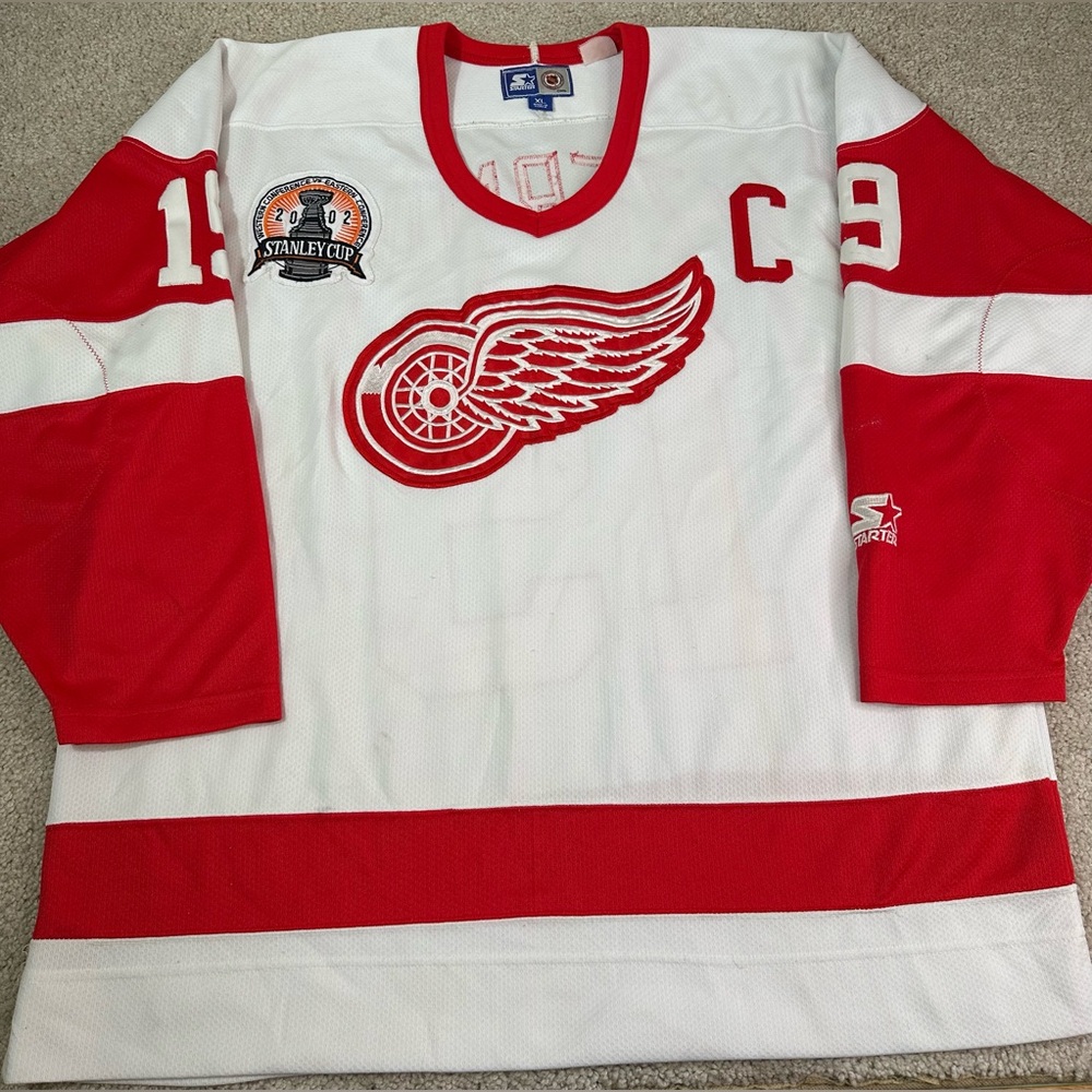 Vintage Steve Yzerman Detroit Red Wings Starter 2002 Stanley Cup Jersey •Size XL